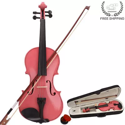 High-grade 1/4 Acoustic Violin Kit Case Bow Rosin For 6-8 Years Old Age Pink • $58.31