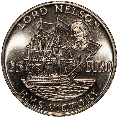 1996 United Kingdom 25 Euro Pattern Medallic Coin (Lord Nelson HMS Victory) • £12