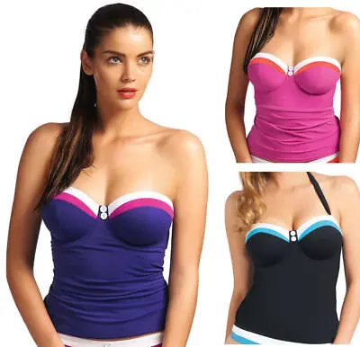 Plus Size Swimwear Freya Swimwear Revival 3221 Bandeau Padded Tankini Top • £16.99