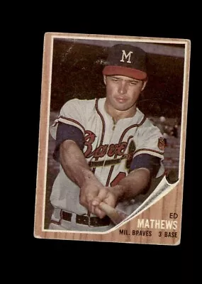 1962 Topps Baseball #30 Ed Mathews VG • $10.99