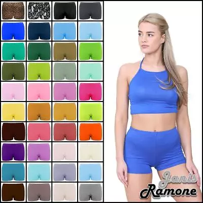 Womens Hot Pants Plain Stretchy Shorts Dance Gym Club Wear Party Mini Shorts • £5.29