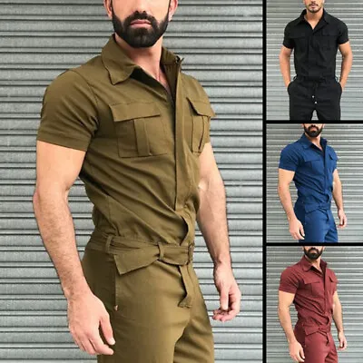 Men's Pants Casual Jumpsuits Belted Uniforms Workwear Jumpsuits Solid Color • $28.04