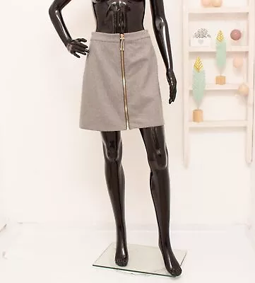 Acne Studios Prisca Mini Skirt Wool Cashmere A-line Grey Zip Tweed 38 US6 UK10 • $63.04