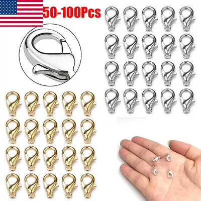 50-100X 10/12/14mm Lobster Clasps Claw Jewellery Trigger Necklace Craft Making • $2.70