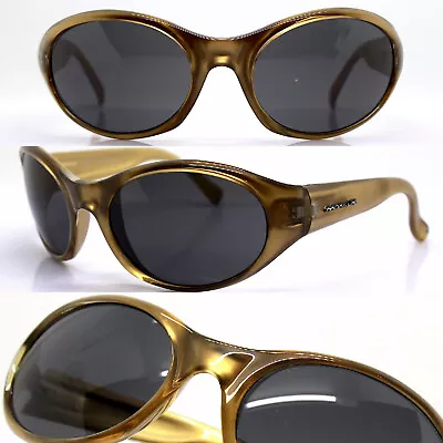 Sunglasses Made IN Italy Man Oval Wrap Gold Sports Fly Vintage • $110.95