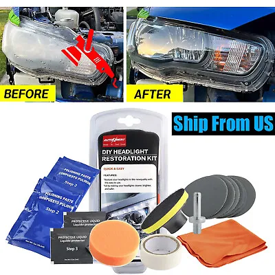 Heavy Duty Headlight Restoration Kit Car Lens Lamp Cleaner Sanding Repair Tools • $14.99