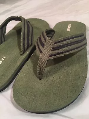 Old Navy Mens/unisex Flip-flops Green/Blue Fabric Strap Beach Thongs Size Large • $6