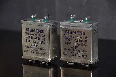 Two Vintage Siemens Al-Elko Rauh IA Capacitors 8uF 450V NOS 1974 Klangfilm Audio • $199