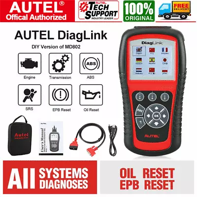 Autel Code Reader Diaglink DIY Version Of MD802 All Systems ABS SRS EPB Oil • $99.99