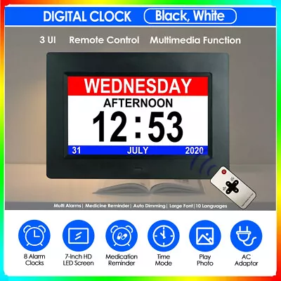 Day Date Calendar Digital Alarm Clock Large LCD Screen For Memory Loss Elderly • £27.99