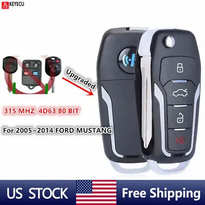 FOR 05-14 FORD MUSTANG Upgraded FLIP KEY REMOTE 4D63 CHIP KEY KEYLESS ENTRY FOB • $19.30