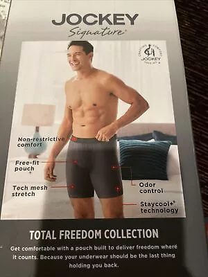 Sz S Jockey Signature Men's Total Freedom Boxer Briefs 2-Pack Gray Black NEW • $14.99