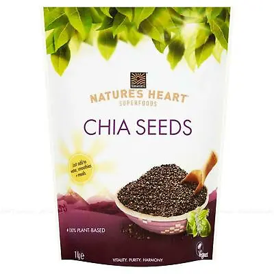 Terrafertil Nature's Heart Fibre Rich Chia Seeds Super Foods Seeds Pack 1Kg • £11.99