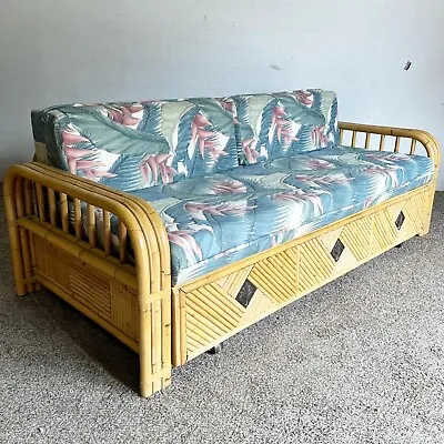 Boho Chic Bamboo Rattan Day Bed With Pull Out Trundle • $1495