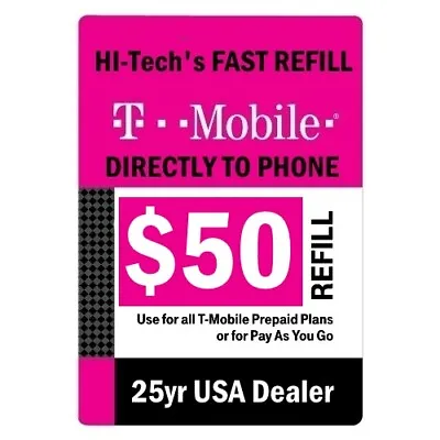 $50 T-mobile 🔥 Fast Refill Direct To Phone 🔥 Get It Today 🔥 Trusted Seller • $57.75