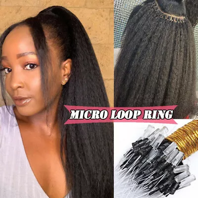 Kinky Straight Micro Loop Ring Beads Links Real Remy Human Hair Extensions 20  • $59.52