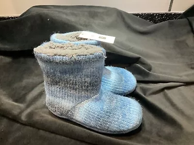 M&S Boys Blue Fleece Lined Slipper Boots BNWT Size 12 13 2 3 • £4