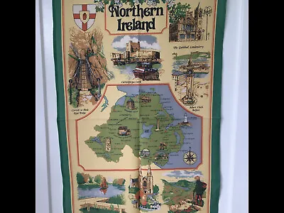 Map & Places Of Northern Ireland Tea Towel.  A Souvenir Tea Towel. Great Gift. • £10.19