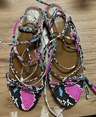 Vince Camuto Prasetta Ankle Wrap Multi Color Leather Sandals Size 9.5M • $25