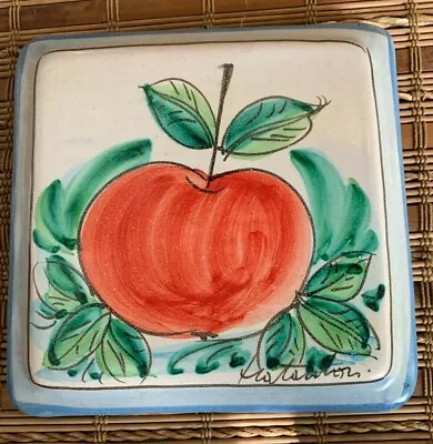 FRATANTONI Vietri Italy Apple Terra Cotta Tile Wall Plaque Trivet Handpainted • $13.50