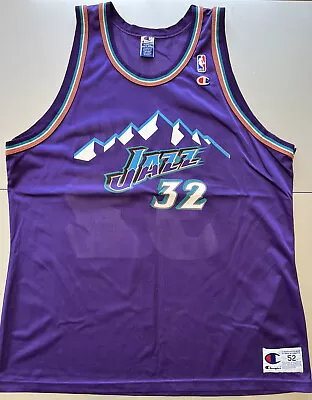 Vintage 90s Champion Utah Jazz Karl Malone #32 NBA Team Player Retro Jersey 52 • $59.97