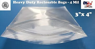 3 X 4  Clear 4 Mil Plastic Zip Seal Bag Reclosable Top Lock 4Mil Zipper Baggie • $7.14