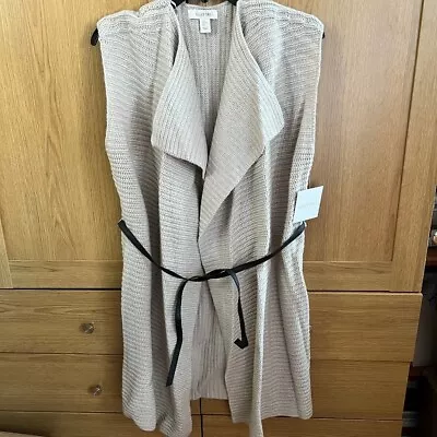 Ellen Tracy Knitted Sweater Vest Leather Belt Bnwt • $55