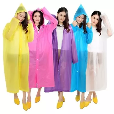 2Pack Unisex Waterproof Raincoat Rain Coat Hooded Jacket Poncho Rainwear Camping • $12.34