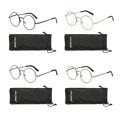 EYE ZOOM Metal Frame Round Reading Glasses With Spring Hinge For Men And Women • $9.97