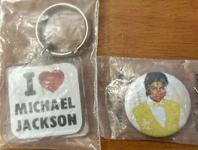 Vintage Michael Jackson Keychain & Botton New Old Stock • $5