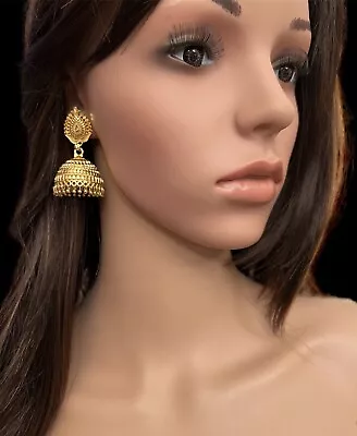 22ct Gold Plated Asian Indian Ethnic Jumki Earrings Jewellery Set. • £12.99