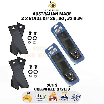 AUS MADE 4 X Blade Kit 28 30 32 & 34 Inch Fit Greenfield GT2139 Ride On Mower • $39.89