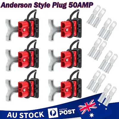 $25.99 • Buy Anderson Style Plug Connectors 50AMP T Handle Dust Cap Cover Solar 6AWG-10AWG AU