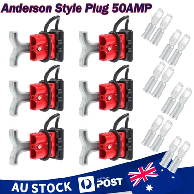 $25.99 • Buy Anderson Style Plug Connectors 50AMP T Handle Dust Cap Cover Solar 6AWG-10AWG AU