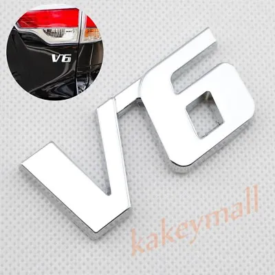 Chrome Metal V6 Logo Emblem Badge 3D Sticker Decal Universal Car Trim Accessory • $5.34