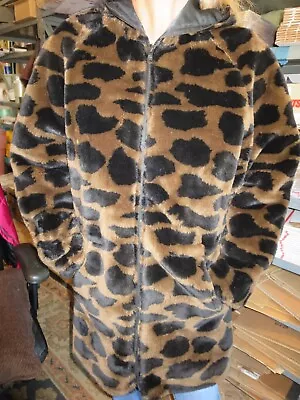 $35.25 • Buy Vintage Faux Fur Coat Animal Print Jacket Fluffy Leopard Cheetah Giraffe Women