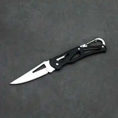 Black Keychain Pocket Knife Folding  Stainless Steel Sharp Outdoor Camping • $4.99