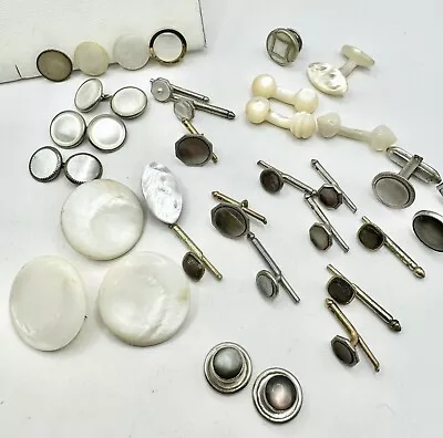 32 Pieces Vintage Mother Of Pearl Abalone Barbell Cufflink Button Stud Antique • $5