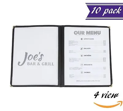 (10 Pack) Double Fold Panels Menu Covers Black 8.5 X 11  Insert 4 View • $40.88