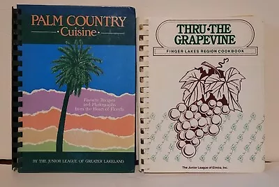 Lot Of 2 Vintage Junior League Cookbooks Finger Lakes NY & Palm Country FL 1987 • $13.99