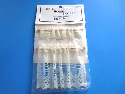 NEW Doll House Miniature Ecru LACE CAFE CURTAIN + Rods Doll House Shop • $9.95