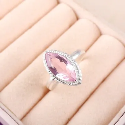 Natural Morganite 925 Sterling Silver Jewelry Statement Ring Wedding Gift • $15.99