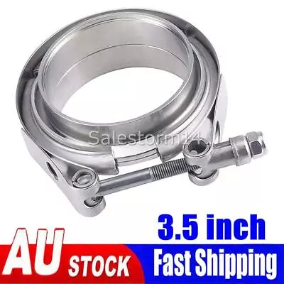 3.5inch Stainless Steel V-Band Clamp Flange Vband Exhaust Downpipe 89mm Silver • $31.80