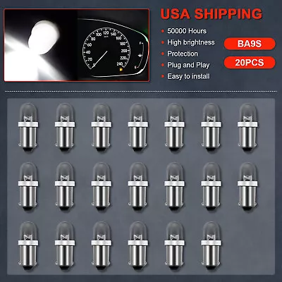 20X Bright Xenon White BA9S LED Instrument Cluster Lights Interior Bulbs Bayonet • $7.59