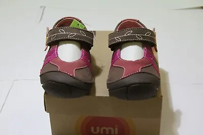 Umi *cassia*girls Brown/pink Leather Mary Jane Shoes Uk 5.5 Jr Eu 22 • £10