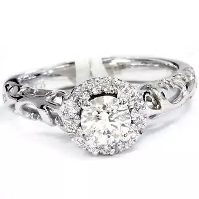 5/8ct Vintage Diamond Filigree Engagement Ring 14K White Gold • $1083.59