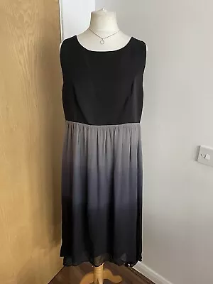 Mint Velvet Shift Dip Hem Black Bodice Chiffon Black/ Grey Dress Uk Size 18 • $24.87