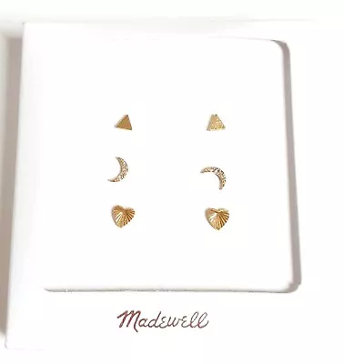 Madewell Nightlove Stud Earring Set Vintage Gold Plated Brass Czech Glass NWT • $28