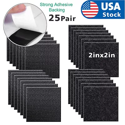 50PCS 2X2  Self Adhesive Hook And Loop Fastener Tape Nylon Sticker Adhesive • $9.98