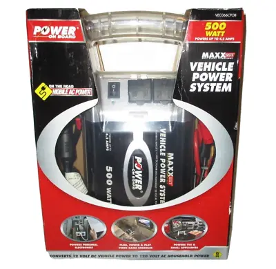 Power On Board Inverter System 500 Watt On The Road Mobile AC Power NEW  • $28.99
